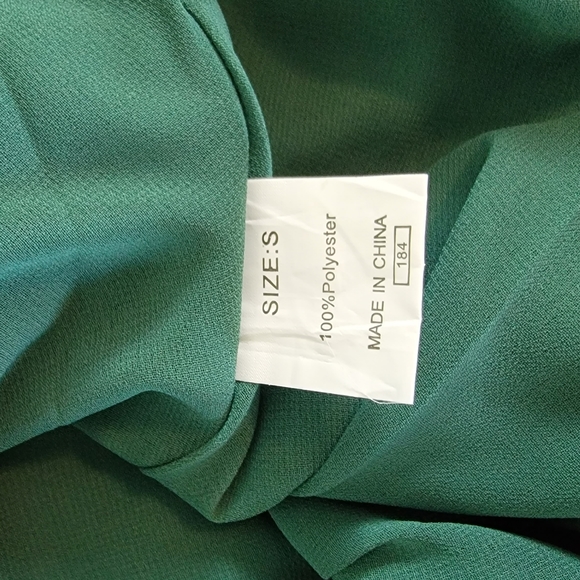 Women's Off The Shoulder Ruffle Short Sleeve Wrap Ruched Smocked Green - Picture 3 of 7